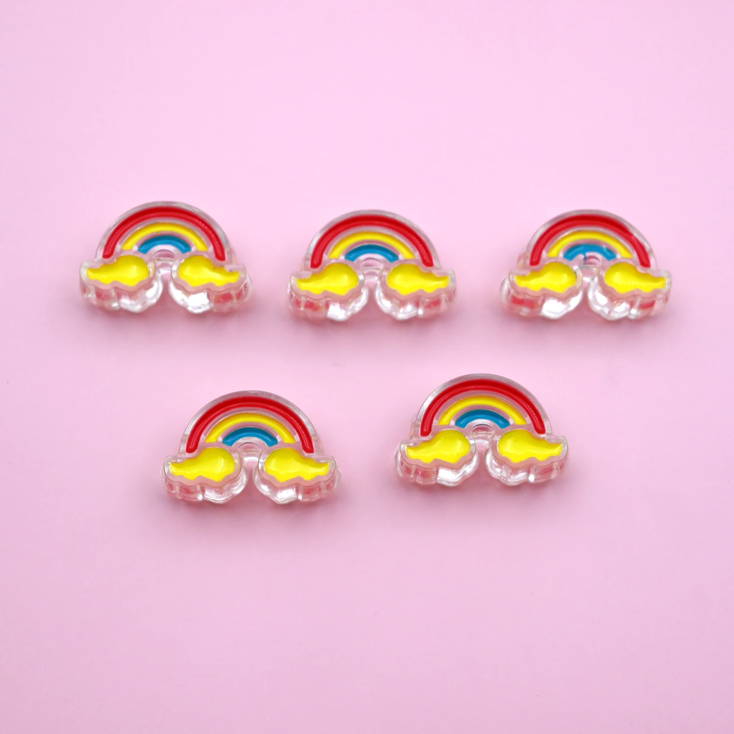 Rainbow Cloud Acrylic Beads for DIY Craft Accessories