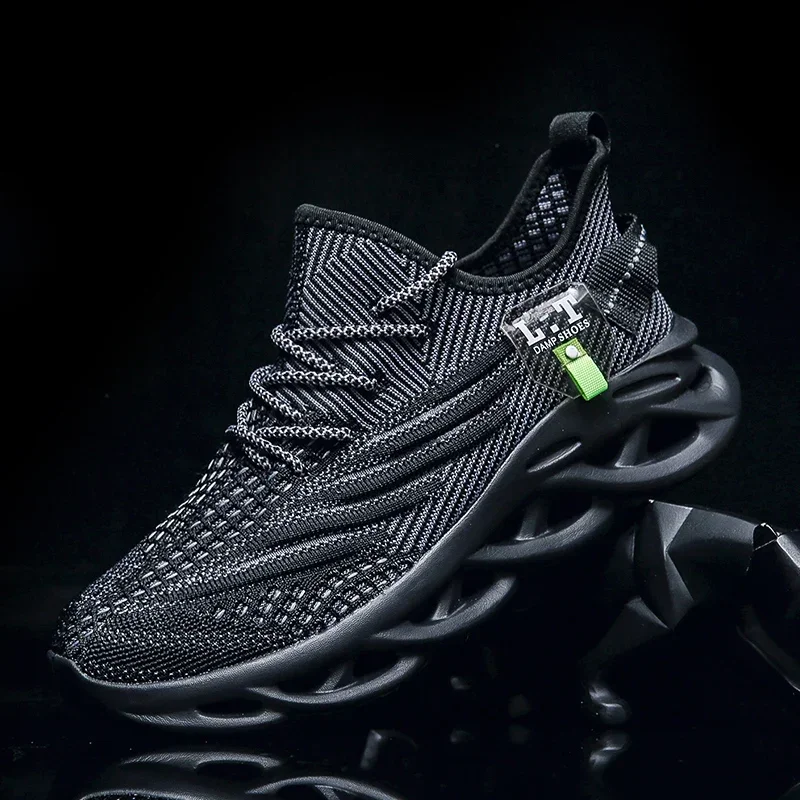 Mens Lightweight Breathable Running Sneakers - Black Athletic Jogging Shoes