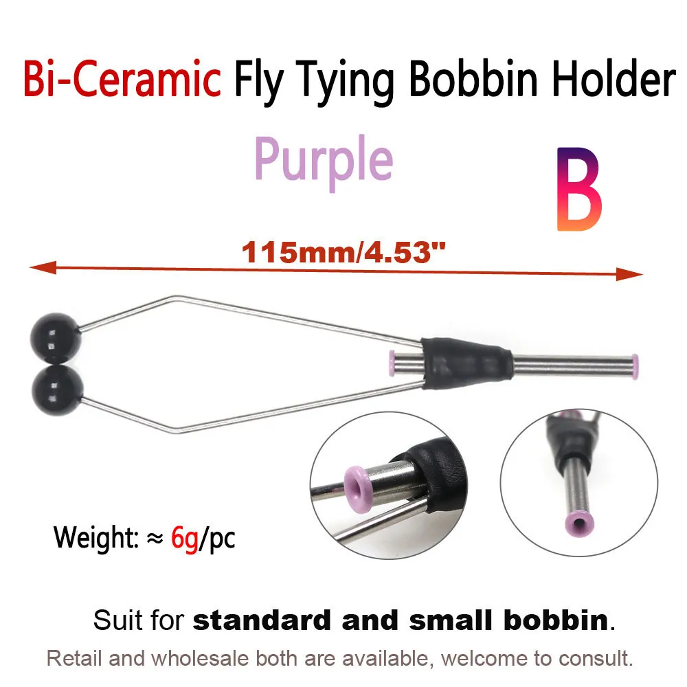 Bimoo Tungsten Alloy/ Bi-ceramic Tip Fly Tying Bobbin Holder Standard &  Small Thread Bobbin Fishing Fly Lure Baits Making Tools
