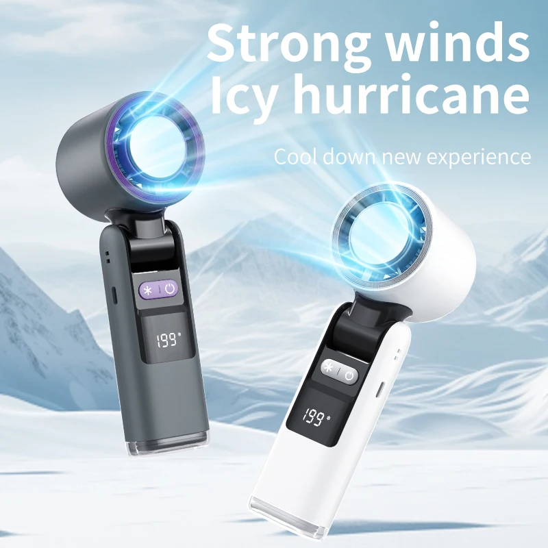 4000mAh Handheld Turbo Cooling Fan, 199 Gear Wind, Rechargeable, Semiconductor Tech, Multifunctional for Outdoor Activities 1