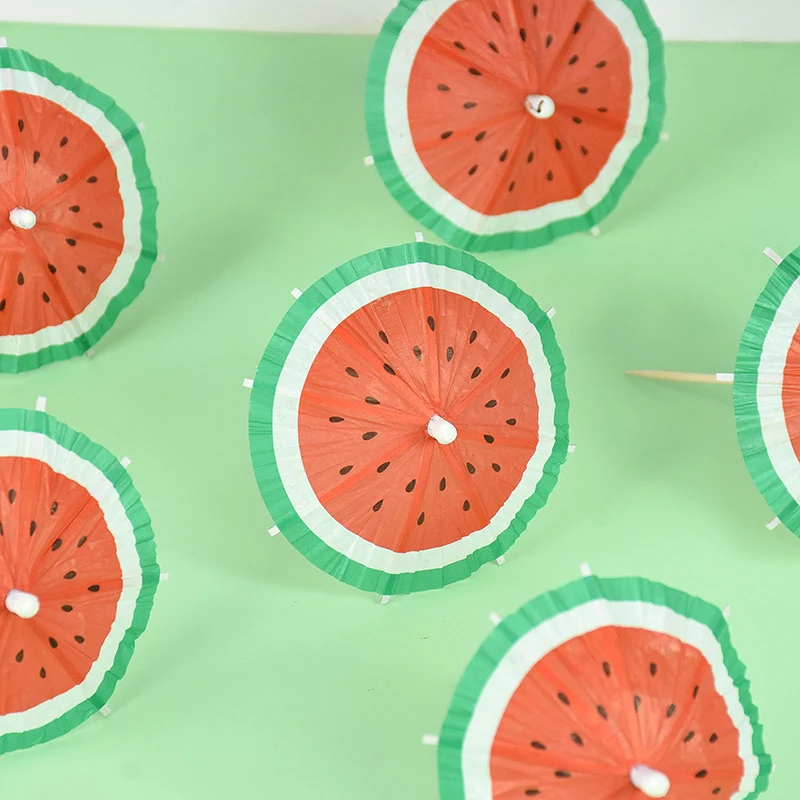 

50Pcs Watermelon Umbrella Toothpick Beach Party Drinks Umbrella Cocktail Decor Drink Picks Tableware Hawaii Party Supplies