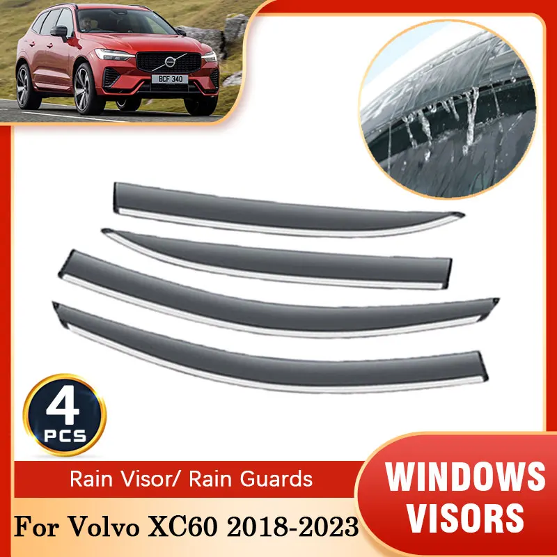 

4 шт. для Volvo XC60 MK2 2018 2019 2020 2021 2022 2023 отражатель Защита от солнца дождя окна козырек вентиляционный чехол отделка внешние аксессуары