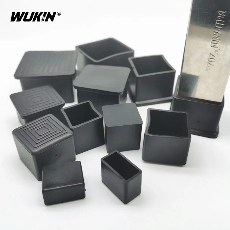 8pcs Black PVC Table Chair Leg Tips Caps Non-slip Floor Square Rubber Feet Pads Floor Protector Furniture Accessories 1
