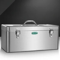 Tool box Car Mounted Household Multifunctional Stainless Steel Portable Large-sized Thickened Metal Sheet Box Locking Holes 2