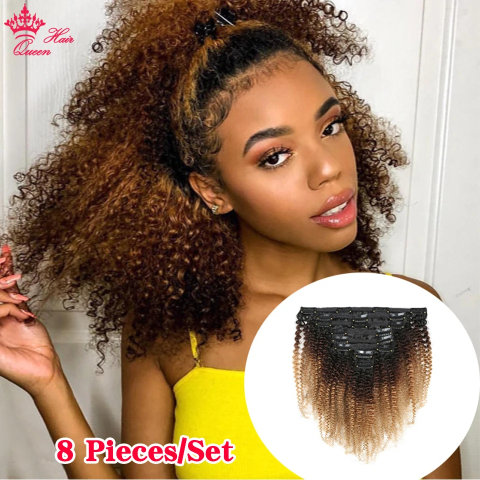 Ombre Color #1b/4/27 Clip In Human Hair Extensions For Black Women Afro  Kinky Curly Clip In Full Head 8 Pieces And 120g/set - Clip-in Full Head -  AliExpress