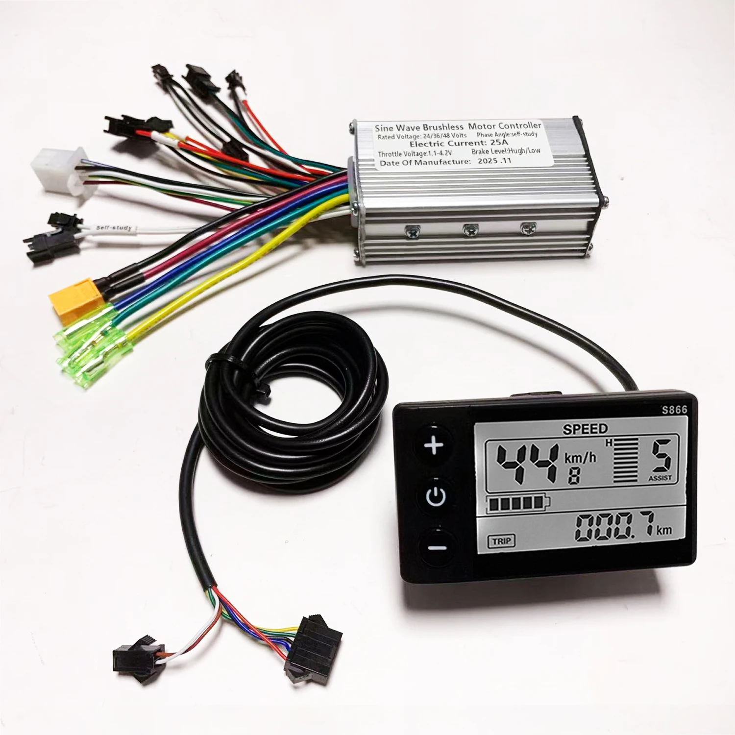 Controller display onda sinusoidale Ebike 25A tre modalità 24V/36V/48V con funzione di apprendimento Display LCD S866 Motore 350W-500W per scooter elettrico - immagine 5