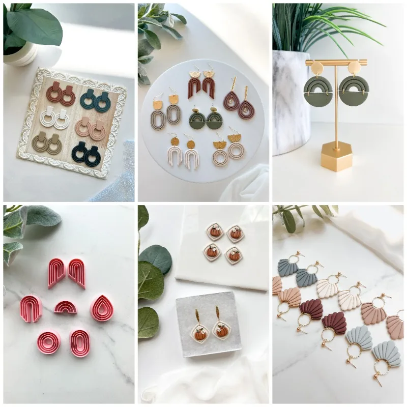 INS Pottery Earrings Polymer Clay Cutters DIY Earring Jewelry Making Clay Tool 3D Flower Jewelry Pendant Cutting Molds Gift