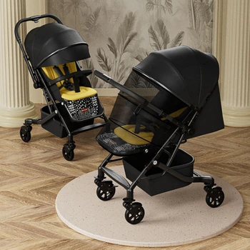 Lightweight Four-wheel Universal Baby Stroller Two-way Sitting and Lying Reversible Shock-absorbing Folding Newborn Babystroller 1