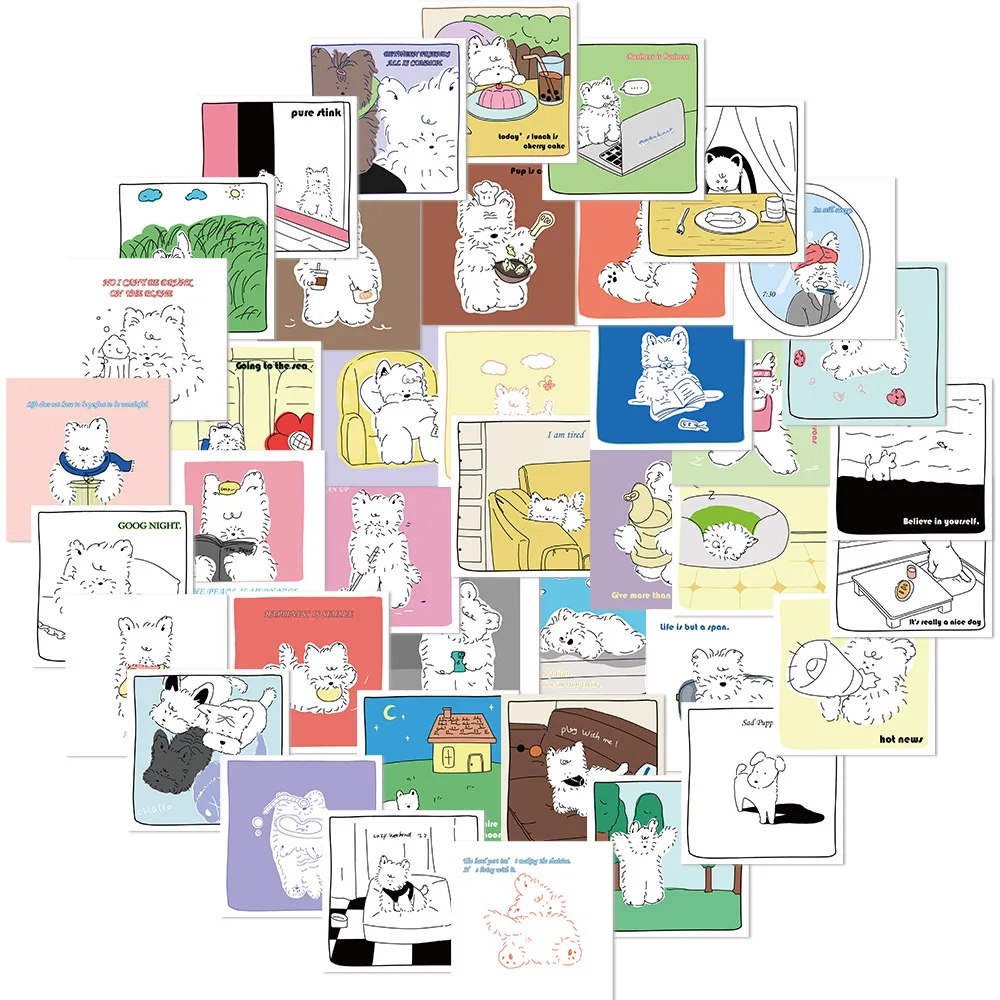 

10/30/40PCS Stick Figure Cartoon West Highland White Terrier Stickers Funny Decals DIY Laptop Suitcase Phone Guitar Kid Toy Gift