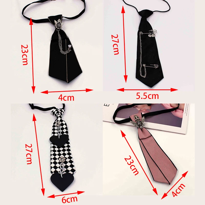 Retro Black Fabric Ribbon Tie Collar Y2k Girl Boys Ties Japanese Style Shirt School Student Uniform Necktie Clothing Accessory woven necktie necktie set