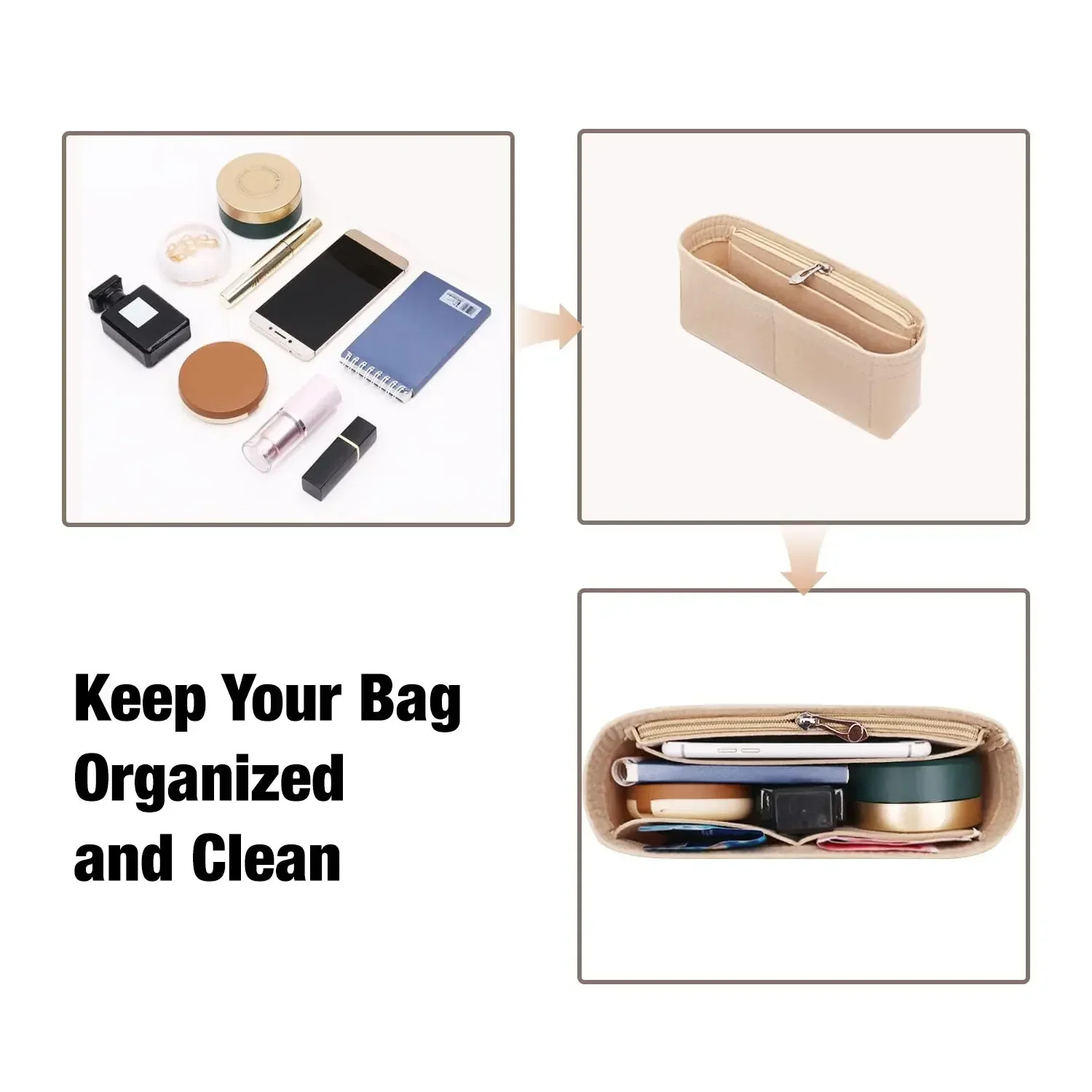 Handbag Organizer Felt Insert Bag Organizer for Handbag Purse for Longchamp Mini Shoulder