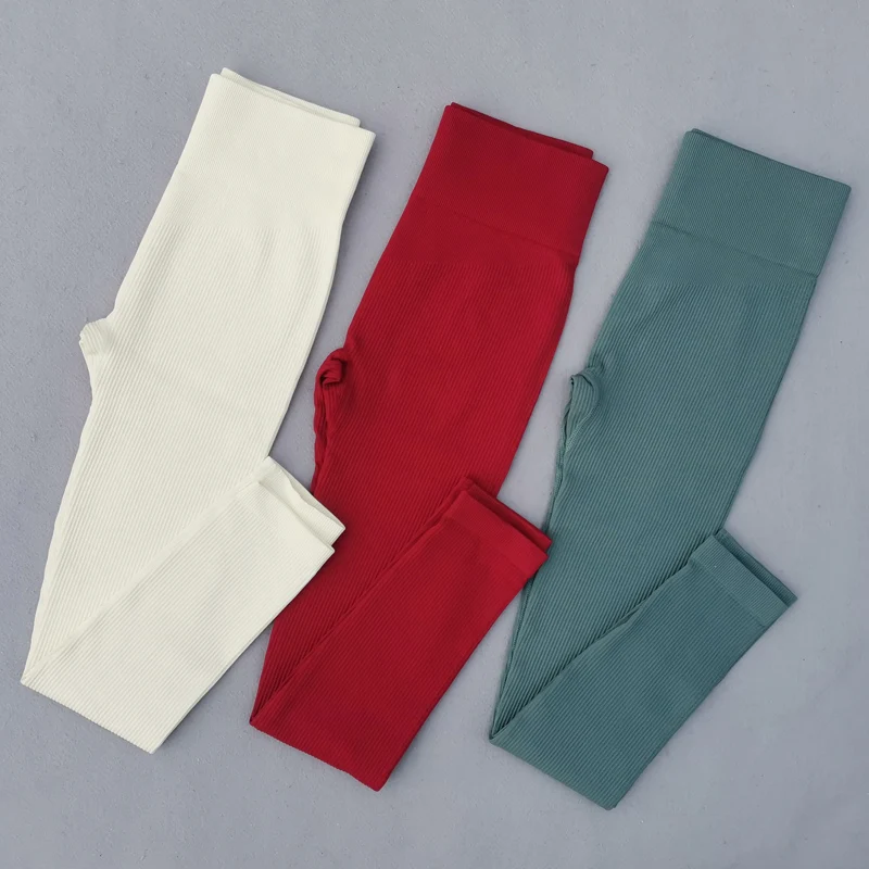 Ribbed Seamless Leggings Women Yoga Pants Push Up Sports Leggings High Waist Fitness Workout Tights