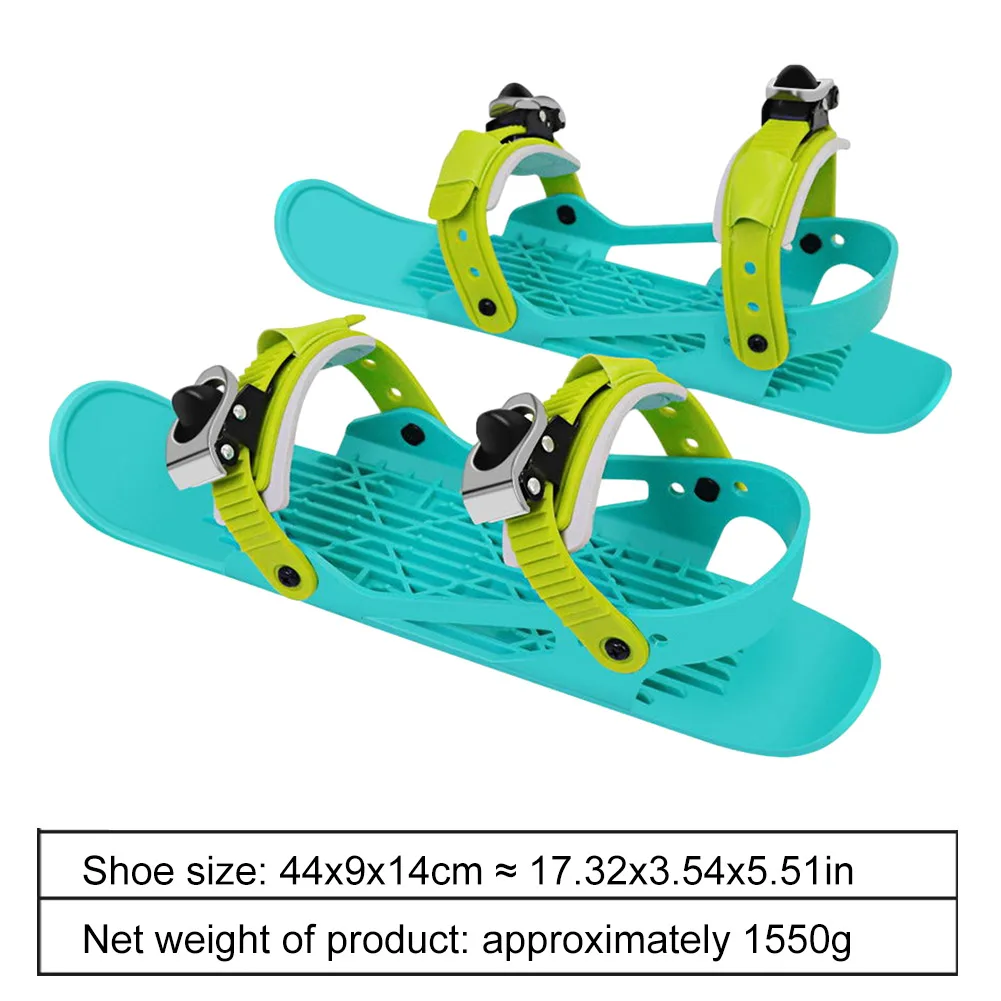 Mini skis/jet skis with straps that fit most shoe sizes and types