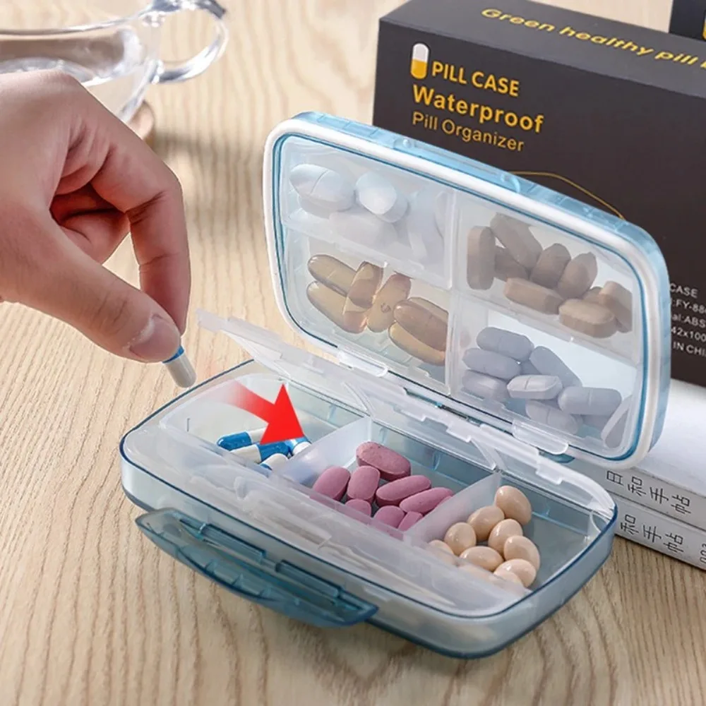8 Compartments Weekly Pill Case Waterproof Moisture-proof Medicine Storage Box Detachable Large Capacity