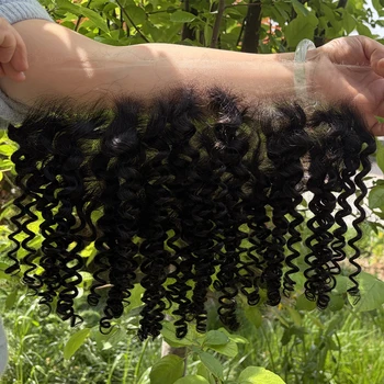 Phashion Real HD Full Long 13x6 13X4 Lace Frontal Only Burmese Curly Curl Wave Pre Plucked Swiss Closure Capelli Umani per Donne
