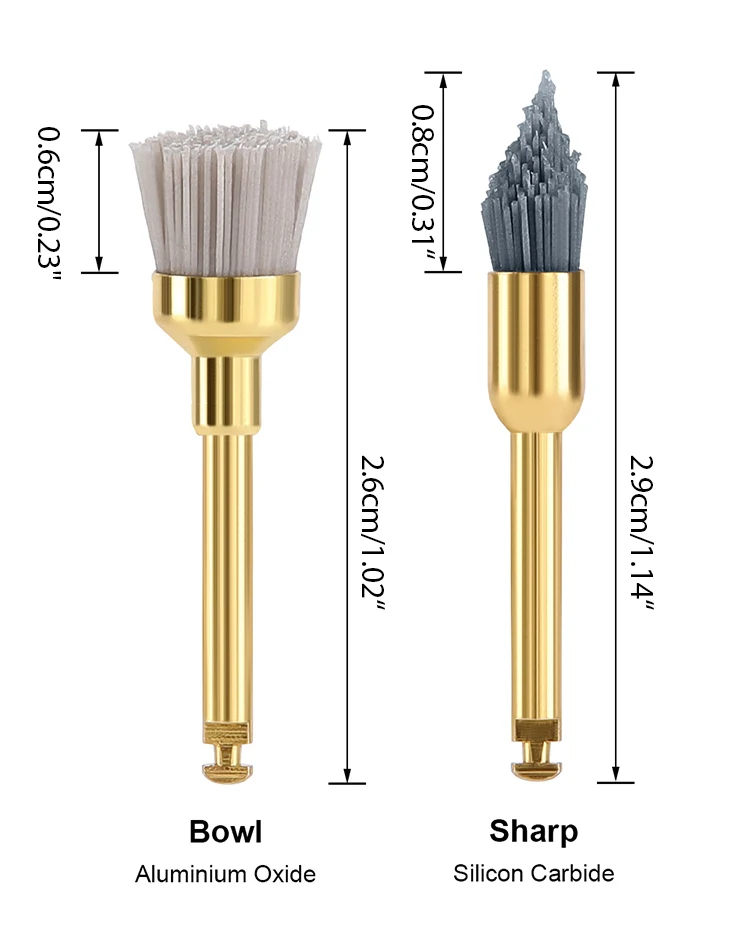 AZDENT Dental Siliziumkarbid-Aluminiumoxid Polierbürste für Winkelstück-Prophylaxepolierer, Aluminiumoxid-Flachbürste mit Schnappverschluss – Detail 7