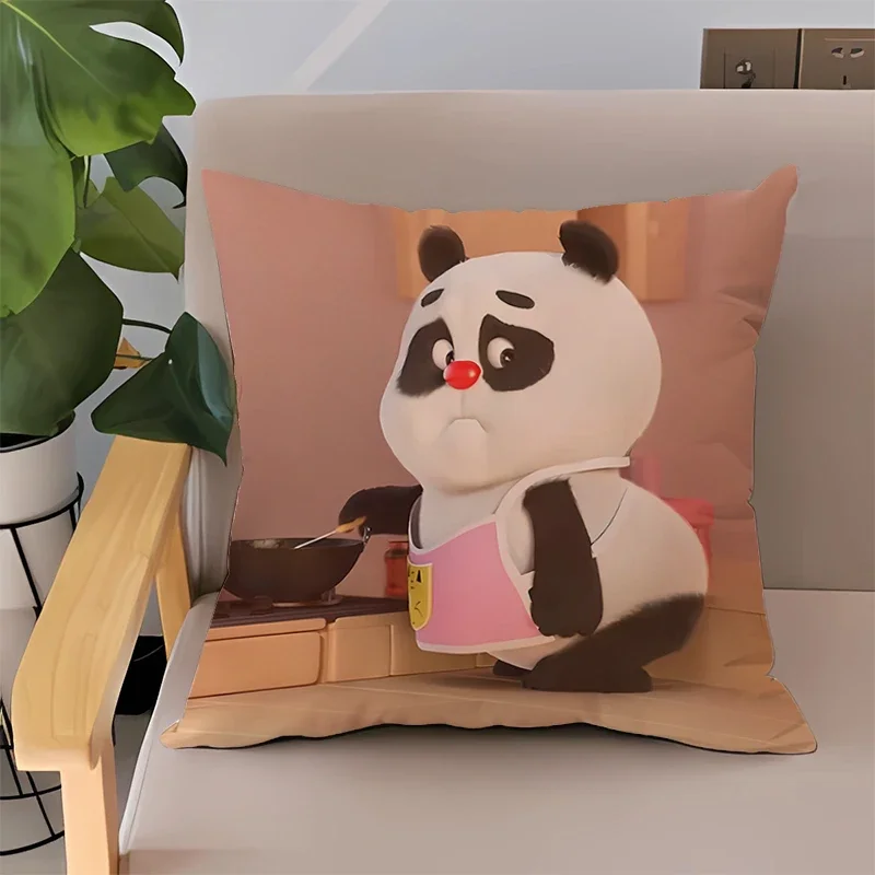 

Cushions Bed Pillowcases Bamboo Panda Cushion Cover 50x50 Double-sided Printing Twin Size Bedding Sofa for Pillows Short Plush