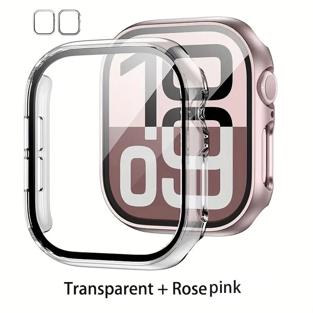 2 Pack Tempered Glass PC Bumper iWatch Screen Protector Case