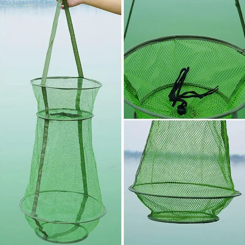 Trap Fish Basket Drawstring Opening Design Collapsible Fishing Net