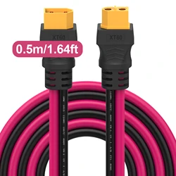 Heavy - Duty XT60 Extension Cable with Male to Female Connectors - 12AWG for Solar and Remote Control Batteries (0.5M cable)