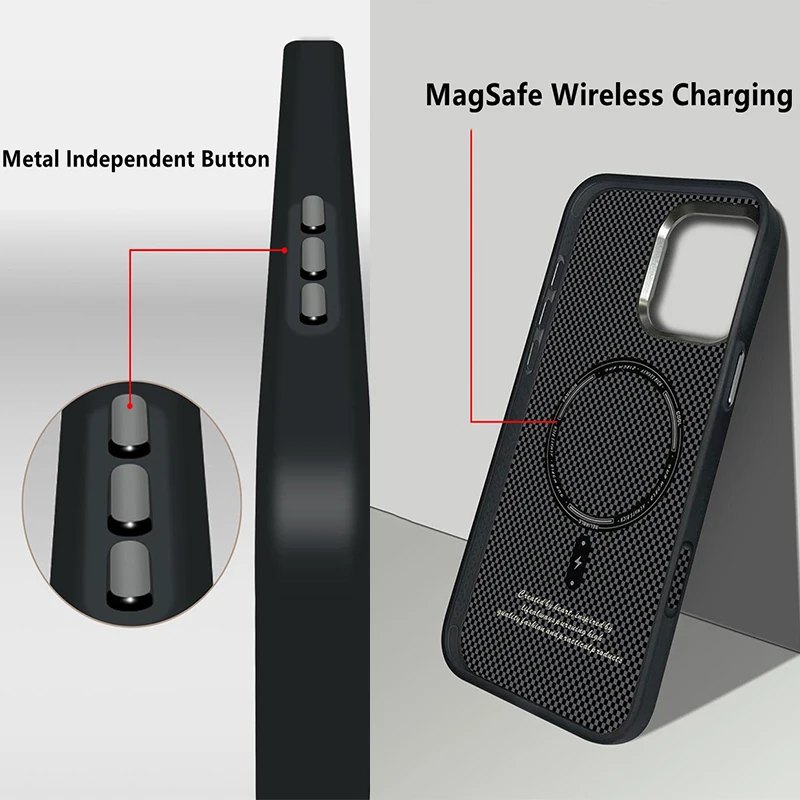 Luxury Magnetic Wireless Charging Carbon Fiber Phone Case Cover