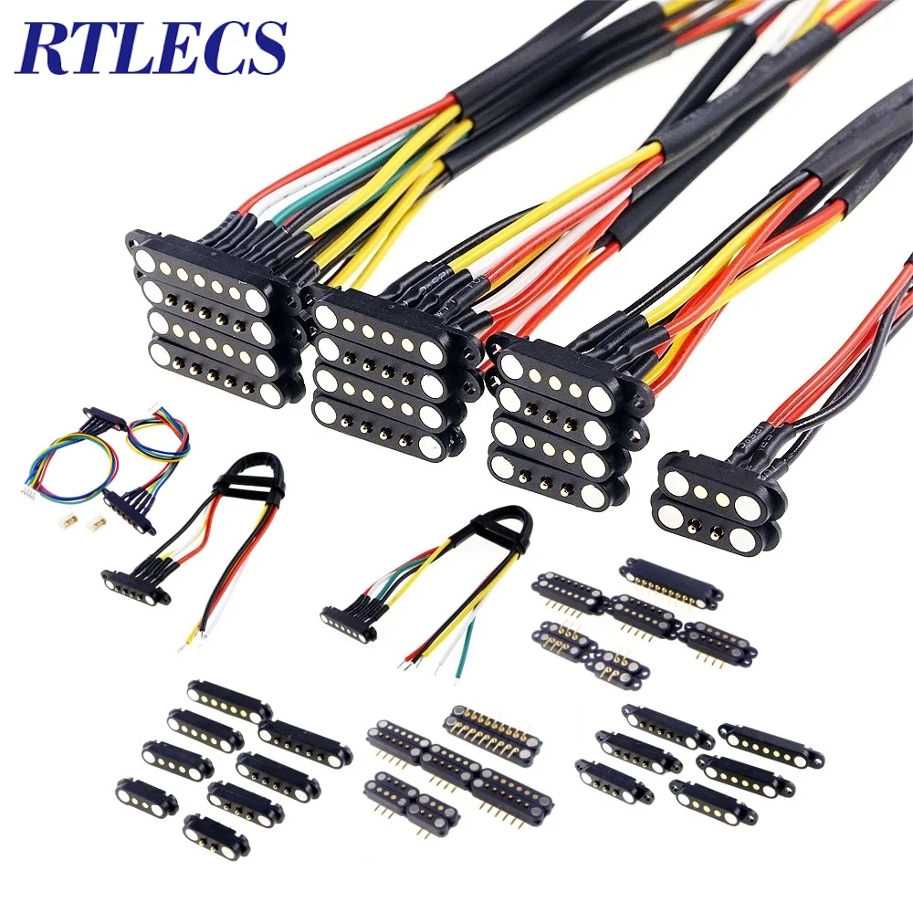 1/3/5 คู่สปริงโหลดชายหญิง 2.54 MM Pitch 2P 3 4 5 6 7 8 9 เสาผ่านหลุม PCB BTB Connector 2A DC แม่เหล็ก Pogo Pin 1