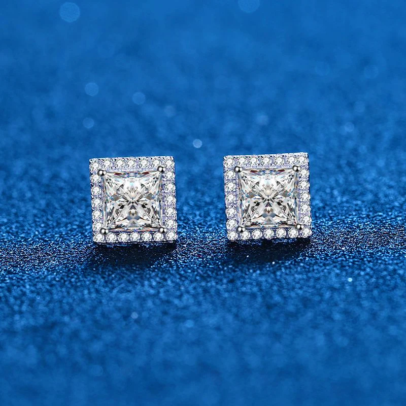 Ice Out Moissanite Earrings Men Boys Hiphop Cool Ear Studs Diamond Test Pass GRA Certified Moissanite Earring Fine Jewelry