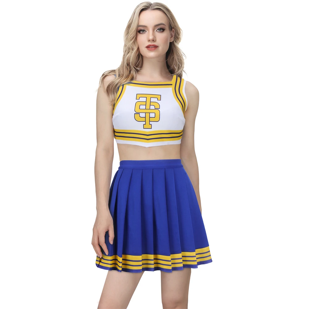 

Taylor Cheerleader Uniform TS Shake It Off Blue White Cheerleading Outfits Halloween Party Costume for High School Girls