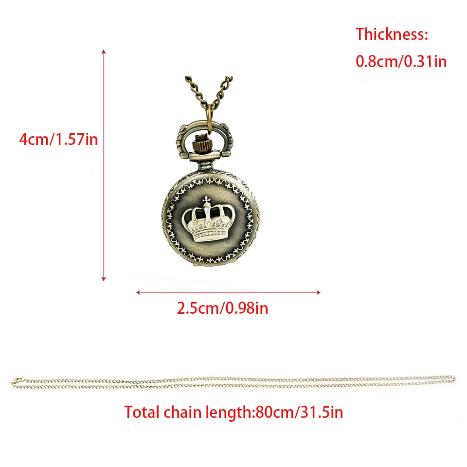 Bronze Crown With Small Delicate Small Transparent Clamshell Pocket Watch Necklace Women's Pocket Watch Gift Pocket Cheap