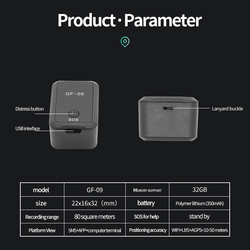 GPS Tracker GF-09 GPS Tracker Locator For Vehicle Car Truck Motorcycle Kids Elder Pets Real Time Tracking Anti-lost Magnetic