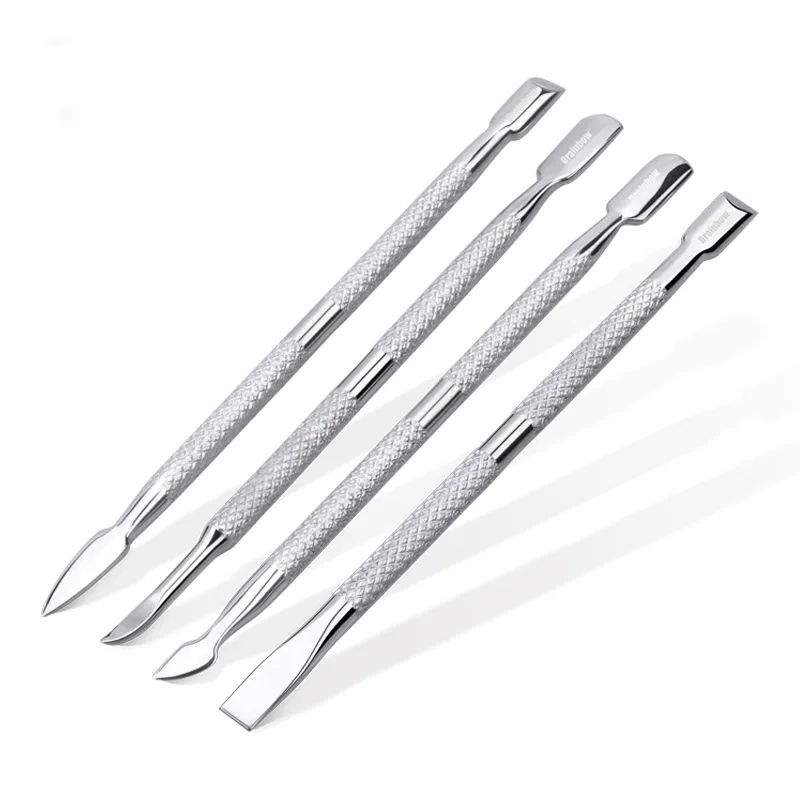 Brainbow 4pcs/pack Nail Cuticle Pusher Stainless Steel Two Sided UV Gel Cuticle Removal Dead Skin Pusher Nail Art Manicure Tools