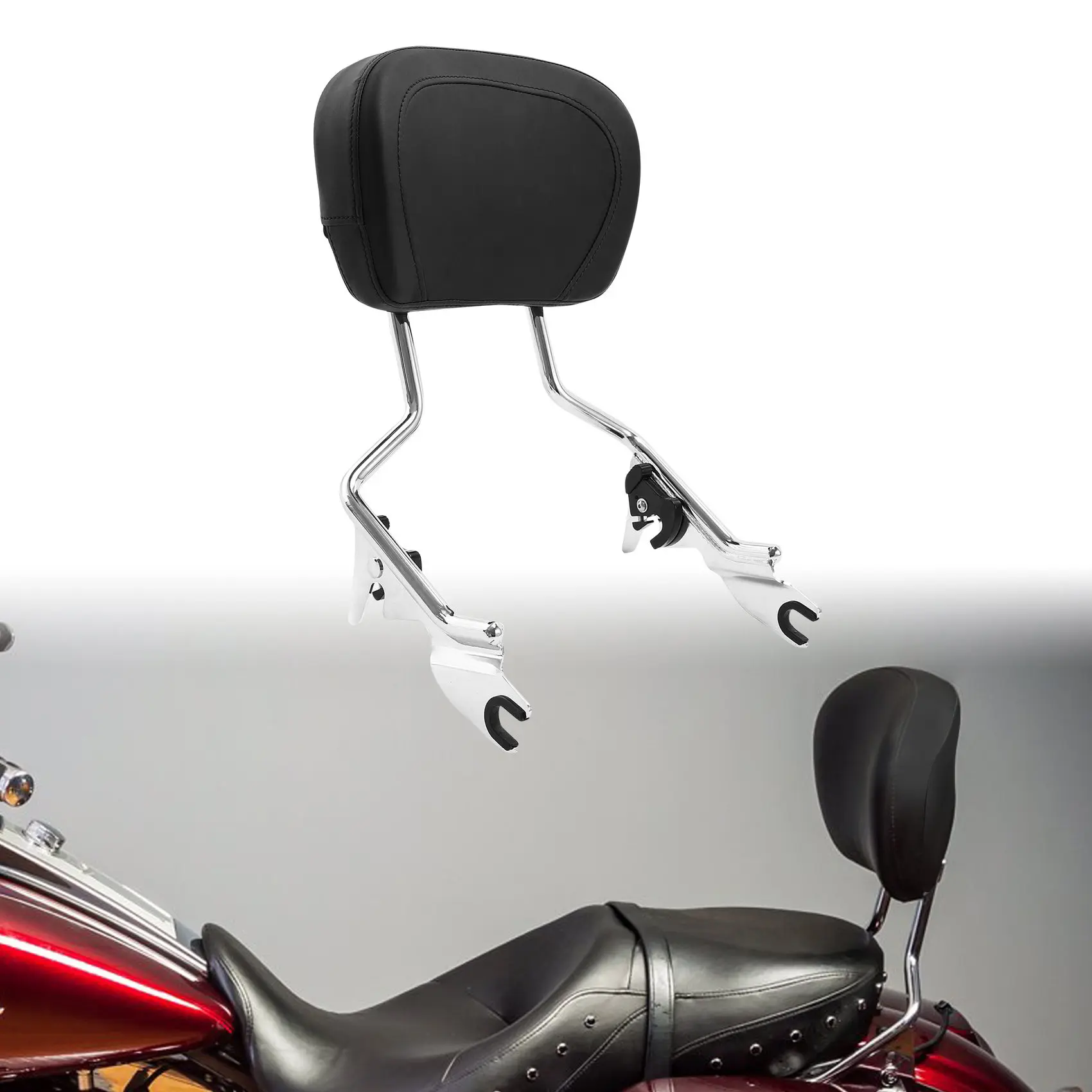 Motorcycle Detachable Sissy Bar Passenger Backrest W/Pad For Harley