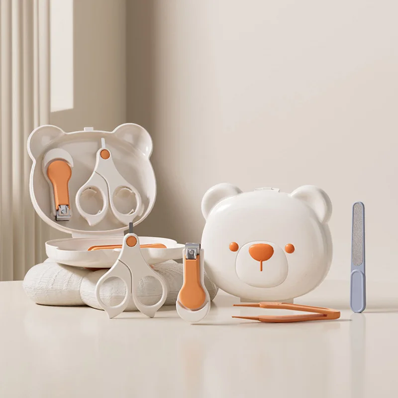 Baby Infant Nail Clipper Set Four Piece Suit Newborn Nail Care Tool Safe Portable ABS Bear Shaped Box Children Manicure Kit baby care kit