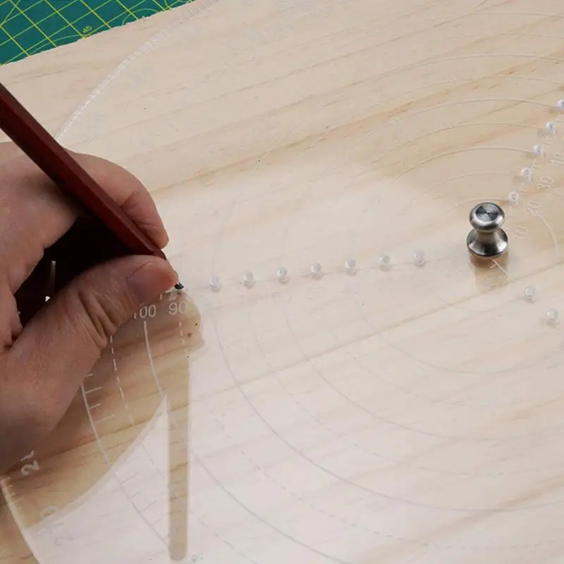 〔CC55〕20CM/7.87IN Round Center Clear Plastic Finder Lathe Work Compass Circle Gauge Processing Tools For Wood Turning Drawing