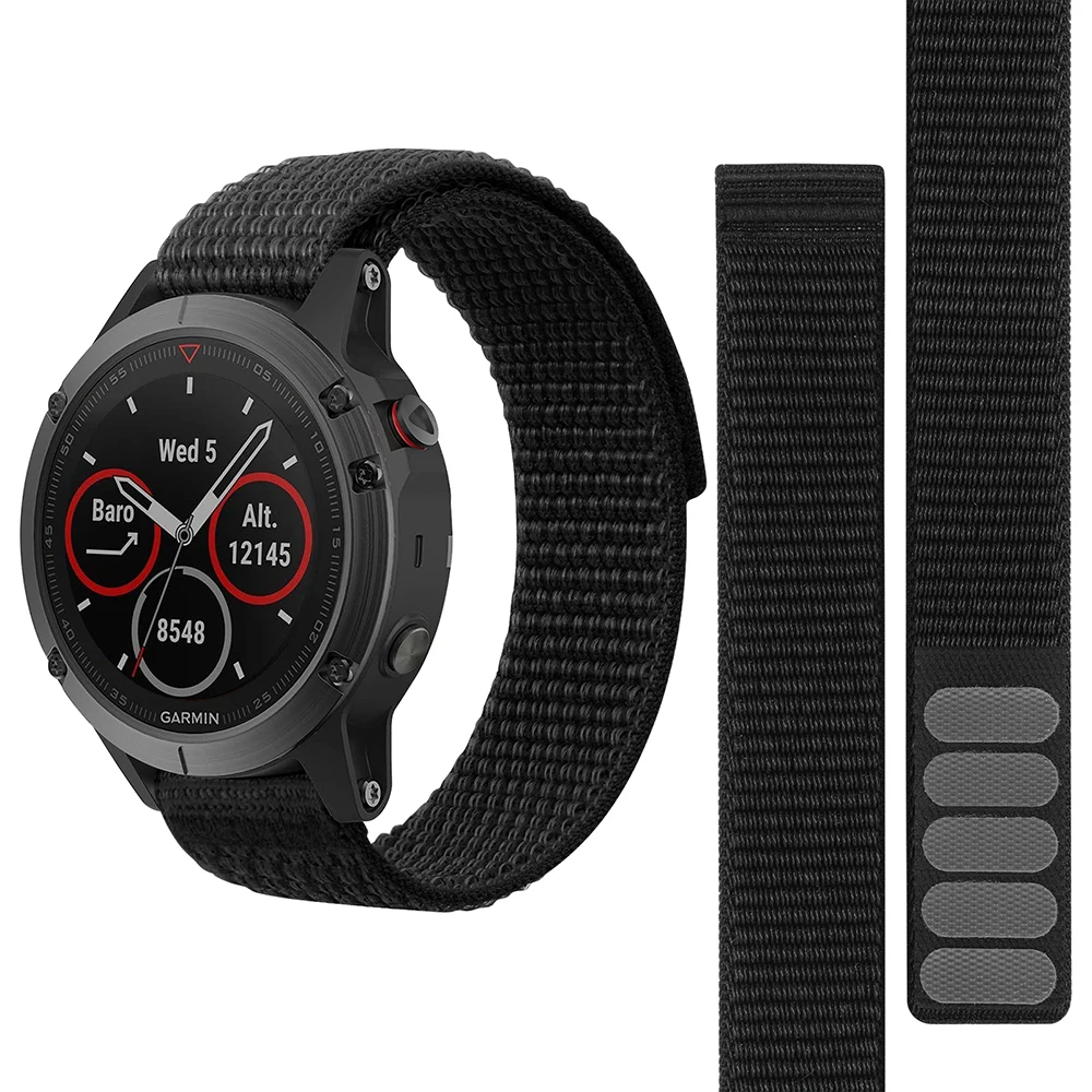 Durable Nylon Hook & Loop Strap Watchband - 26mm/22mm