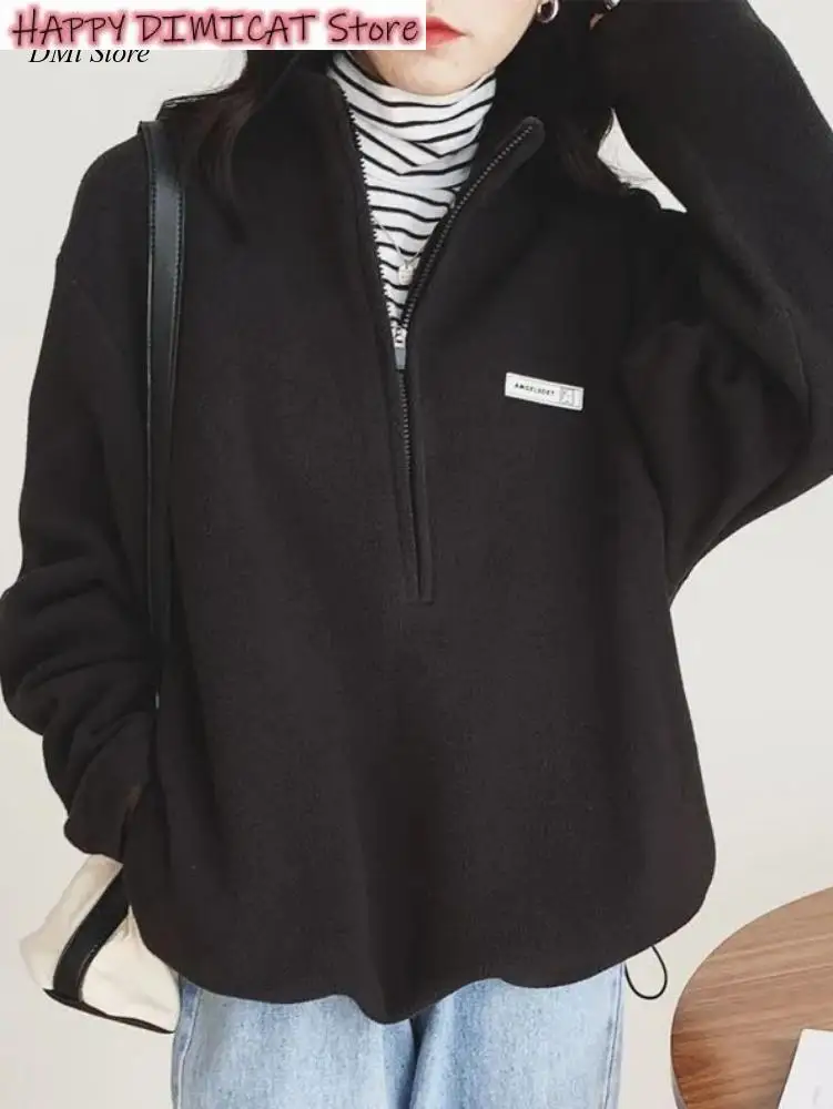 Fashion Plus Velevt Sweatshirt Top Autumn Winter Korean Warm Fleece Hoodies Women casual Kpop