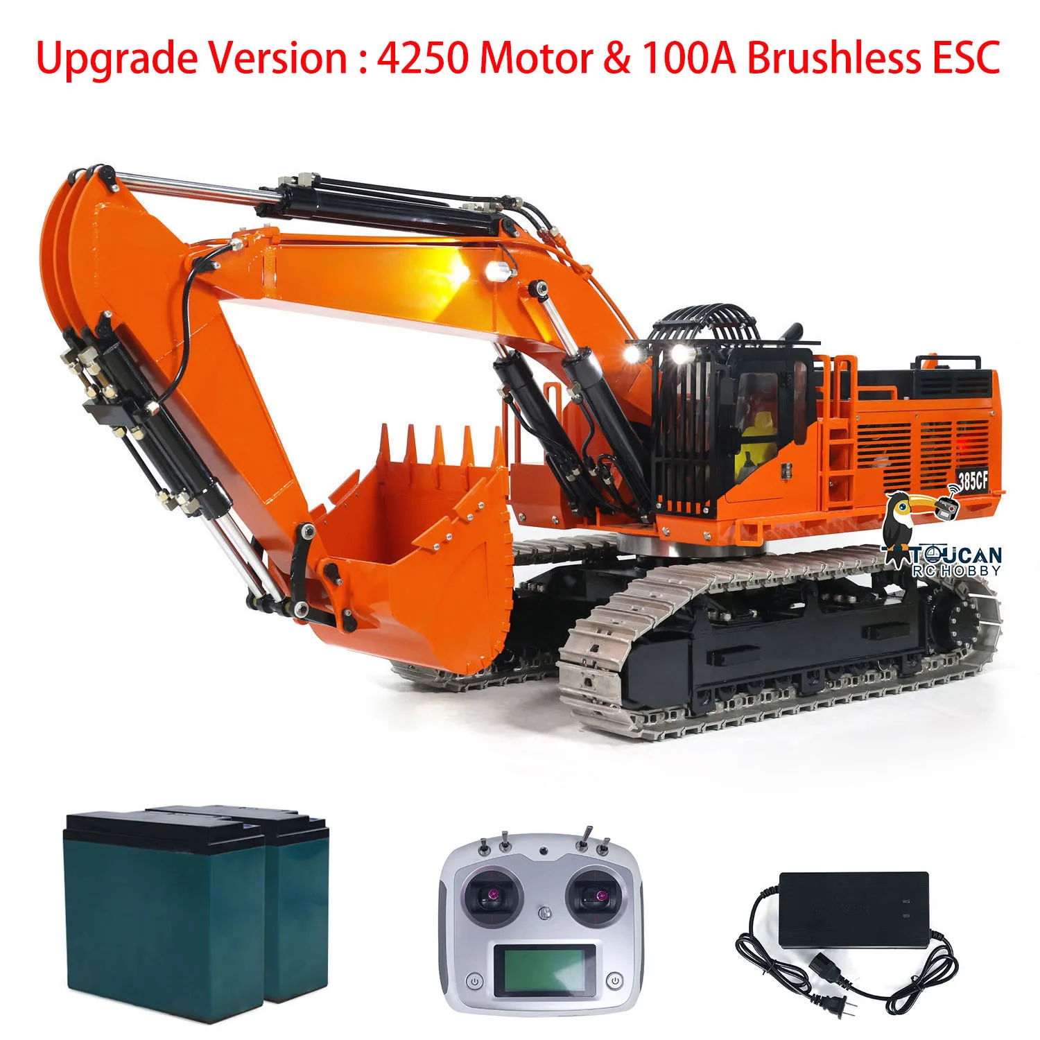 Heavy Duty Machine RTR 385CF RC Hydraulic Excavator 1/8 Remote Control Giant Digger Construction Vehicle Lights Brushless ESC 2