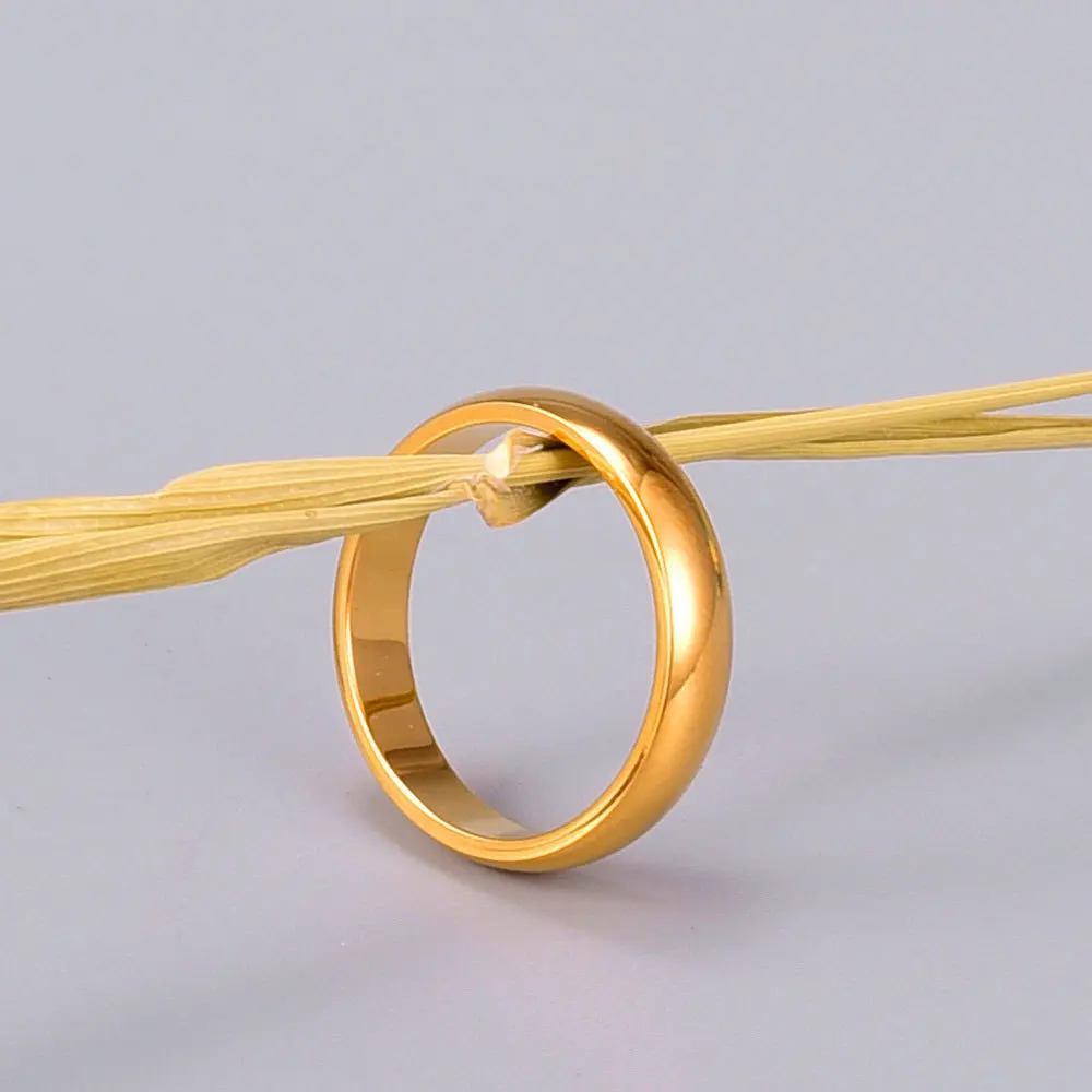 Womens Ring J98 French simple wide surface smooth For women stainless steel gold jewelry