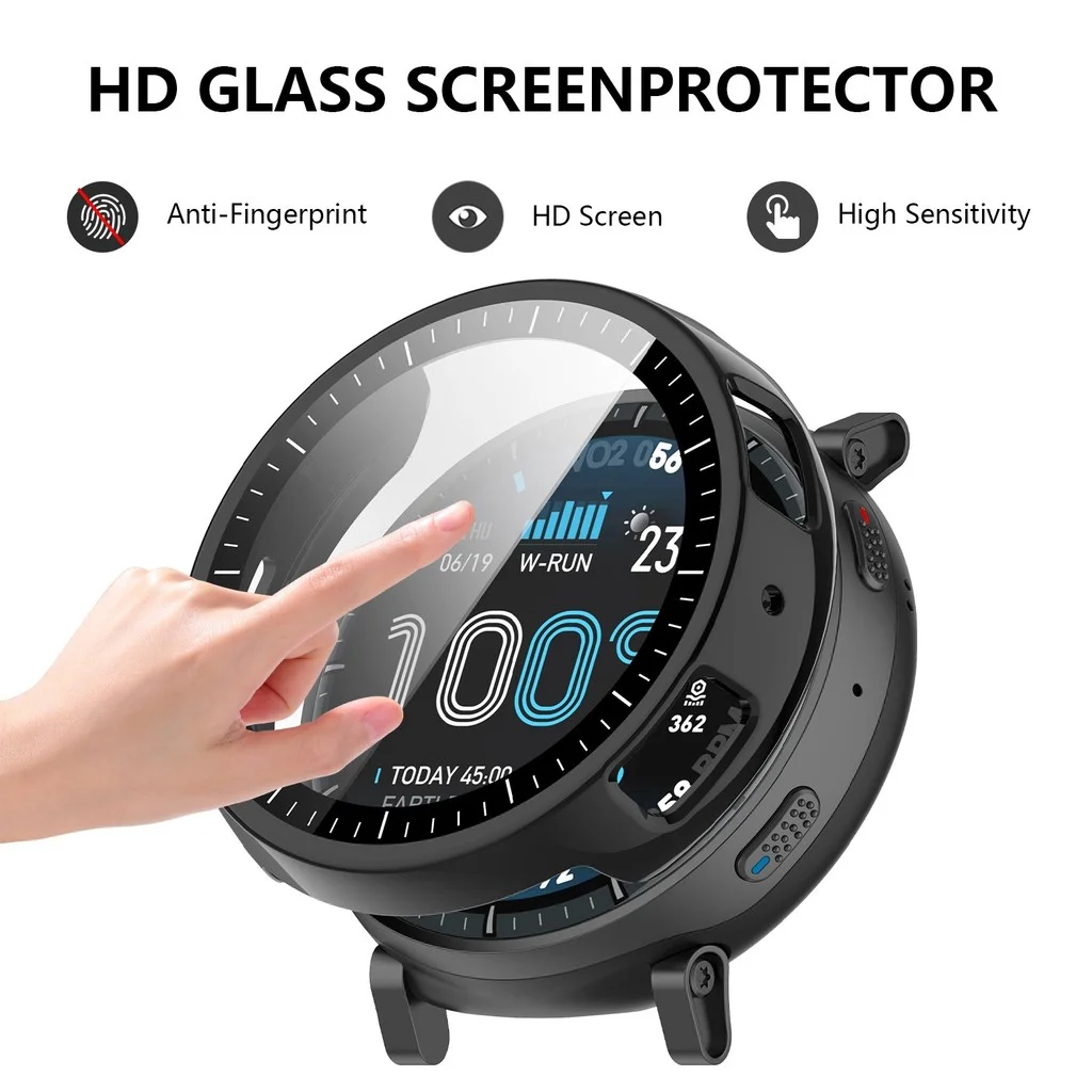 Tempered Glass Protective Case for Smartwatches - Full Coverage Screen Protector