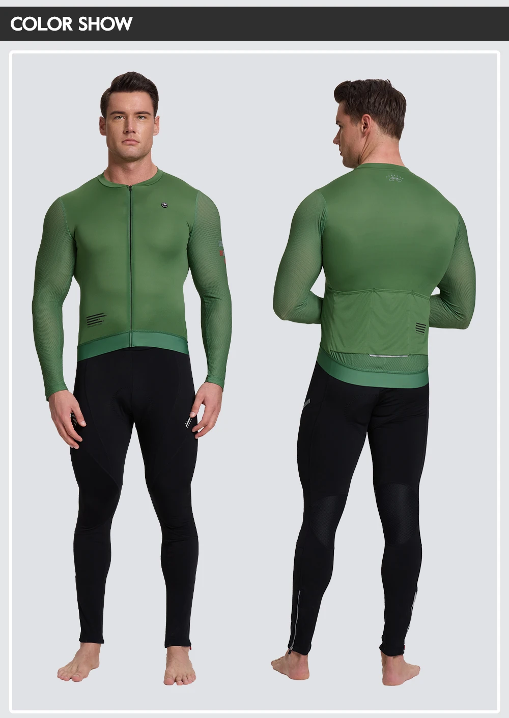 RION Herren Radtrikot Langarm Trikots Mountainbike MTB Shirts Road Riding Pro Fahrradbekleidung Atmungsaktives Motocross Top – Detail 13