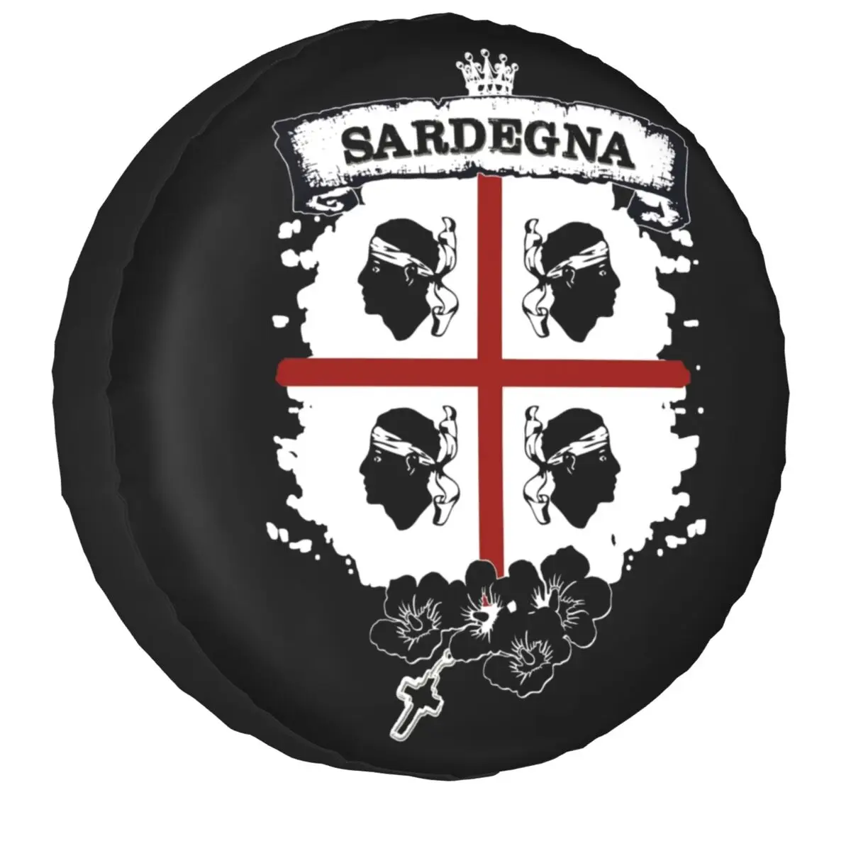 Sardinia Flag Four Moors Spare Wheel Tire Cover Italy Sardegna Coat Of Arms For Jeep Suv Camper Vehicle Accessories 14" 15" 16"