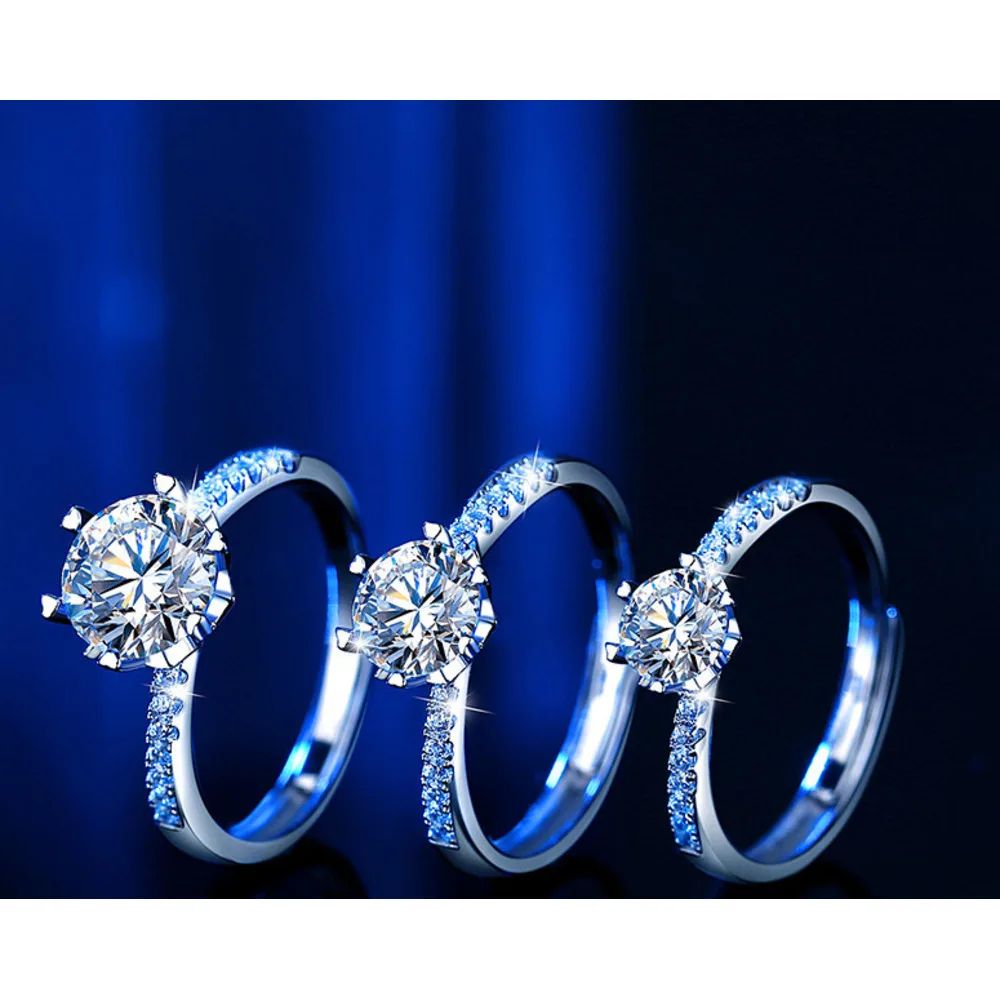 Anello con diamante simulato per uomo e donna in pietra Mosang di alta qualità in argento puro classico, anello Instagram_voghion.com