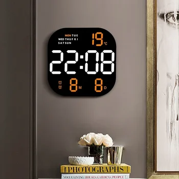 Orologio da parete minimalista a LED con display digitale: data/giorno/ora/temperatura per l'arredamento moderno di casa, ufficio e camera da letto 1