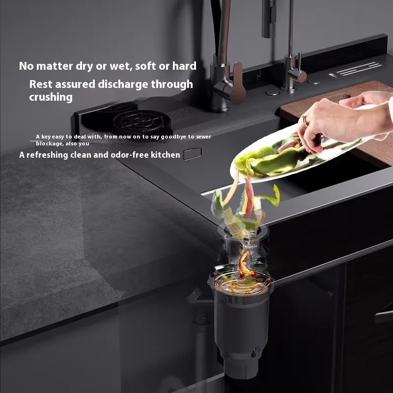 S55 Household Kitchen Garbage Disposal Stainless Steel Material Anti-Blocking Design