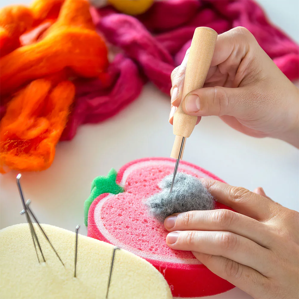Poking Fun Tool for Felting Making Craft Wool Handle Kit Needle Wooden Handles Multifunction Tools Replacement 16 Pcs needle felting kit,wool felting kit,needle felting painting kit