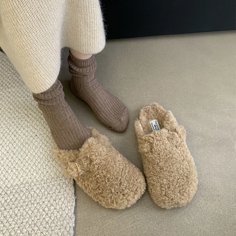 2023 New Women's Wool Slippers Warm Platform Wool Slippers women Slippers Women Sheepskin Slippers Women Shoes Real Wool Lamb
