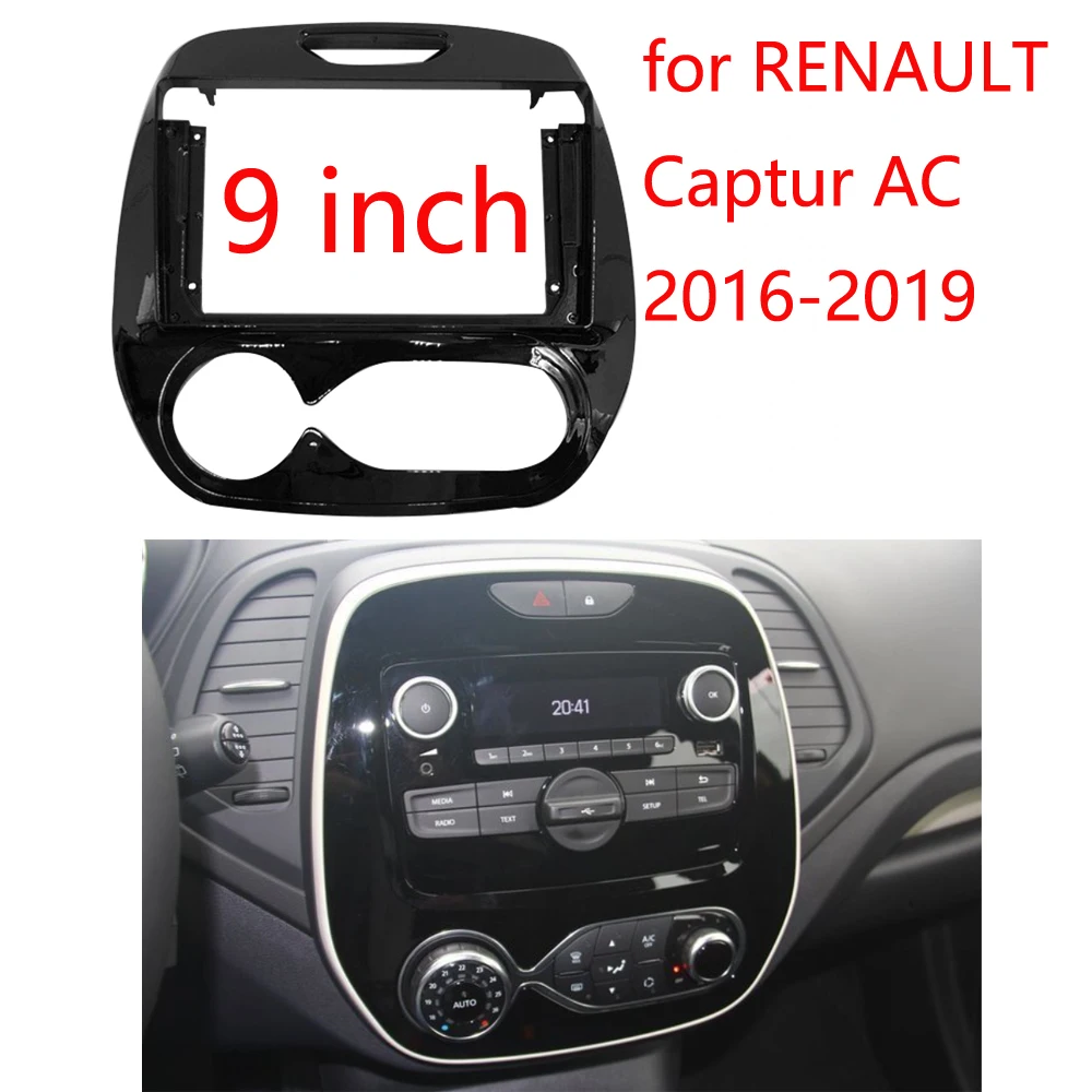 

2 Din 9 Inch Car Radio Plastic Fascia Panel Frame for RENAULT Captur Manual 2016-2019 Installation DVD GPS Mp5 Dash Mount Kit