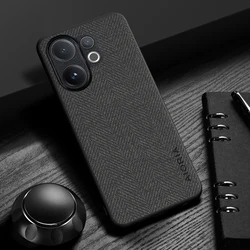 Elegant Leather Wood Grain Phone Case - Simple, Lightweight, and Durable Design for Vivo V60 (Black)