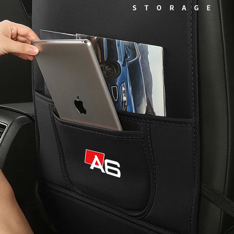 Leather Car Seat Back Protector Pad For AUDI A1 A3 A4 A5 A6 A7 A8 Q3 Q7 Q8 TT Auto Seat Back Protective Child Anti-Kick Cover