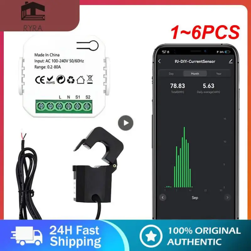 

1~6PCS Tuya Smart Life WiFi Digital Energy Meter 80A with Current Transformer Sensor Clamp Power Consumption Monitor 110V 240V